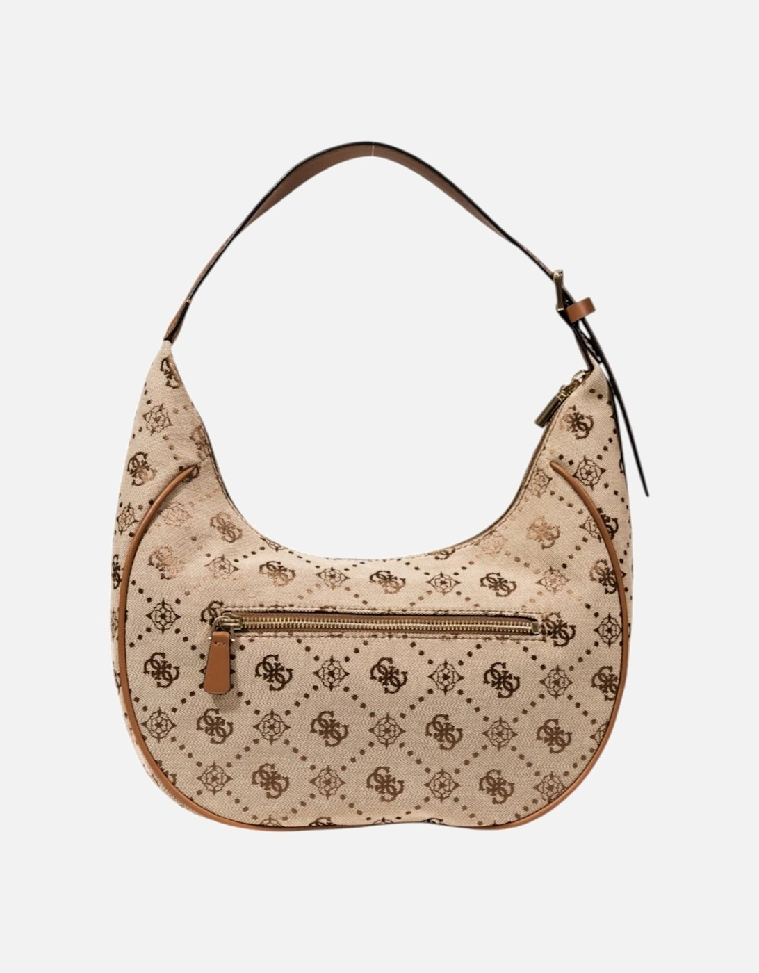 Printed Handbag with Zip and Multiple Pockets Women - Beige Bags