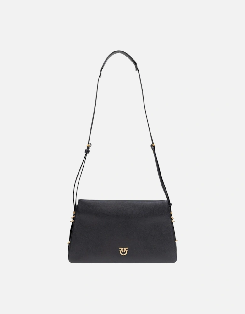 Automatic Button Faux Leather Shoulder Bag Women - Black