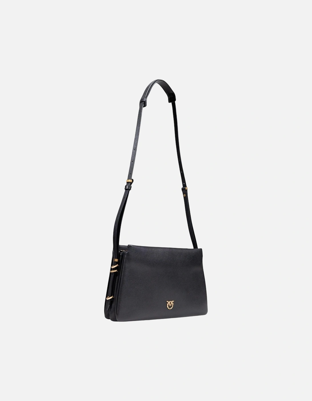 Automatic Button Faux Leather Shoulder Bag Women - Black