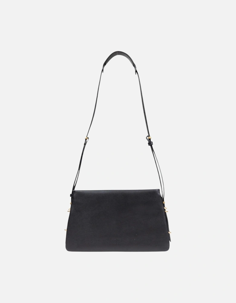 Automatic Button Faux Leather Shoulder Bag Women - Black