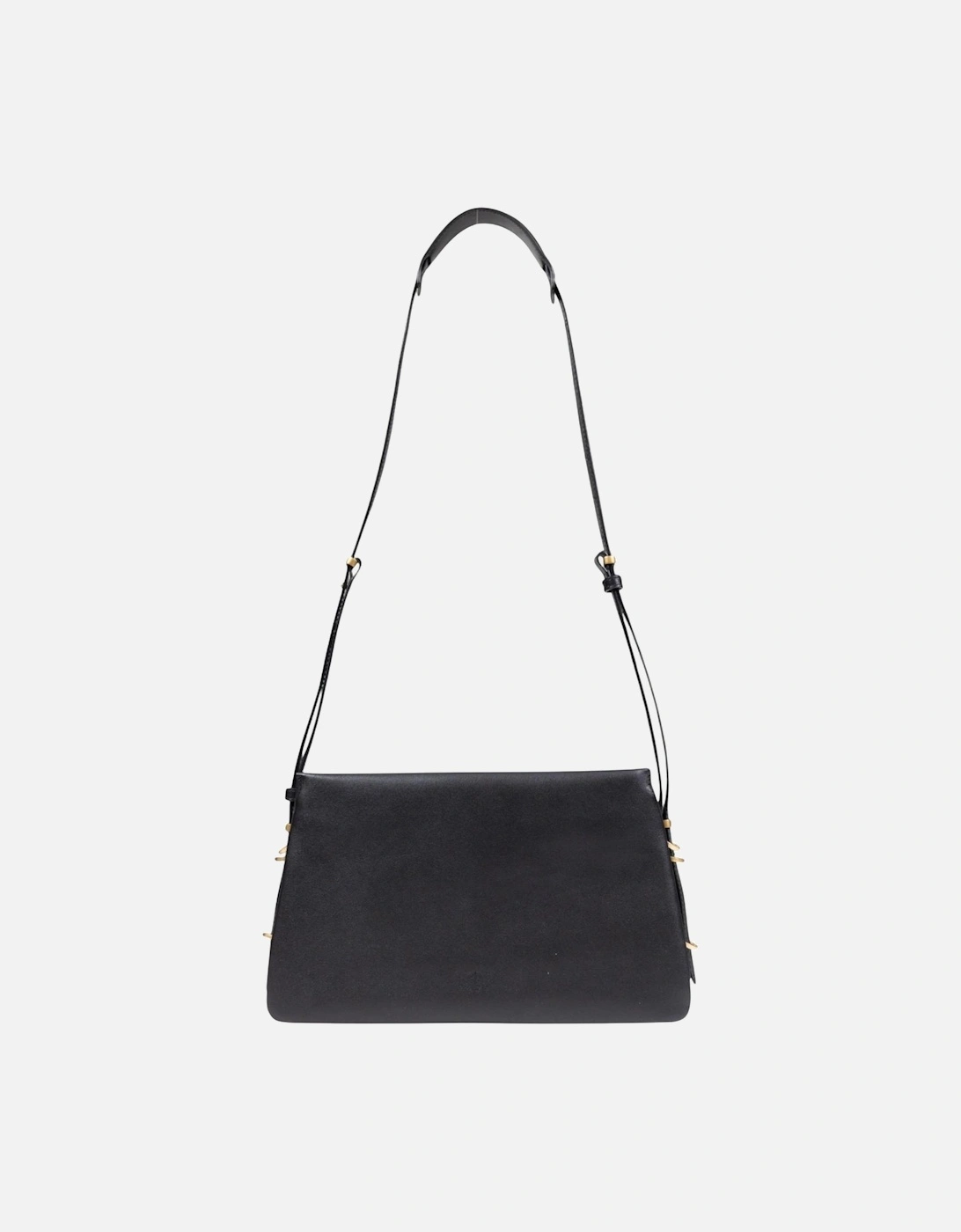 Automatic Button Faux Leather Shoulder Bag Women - Black