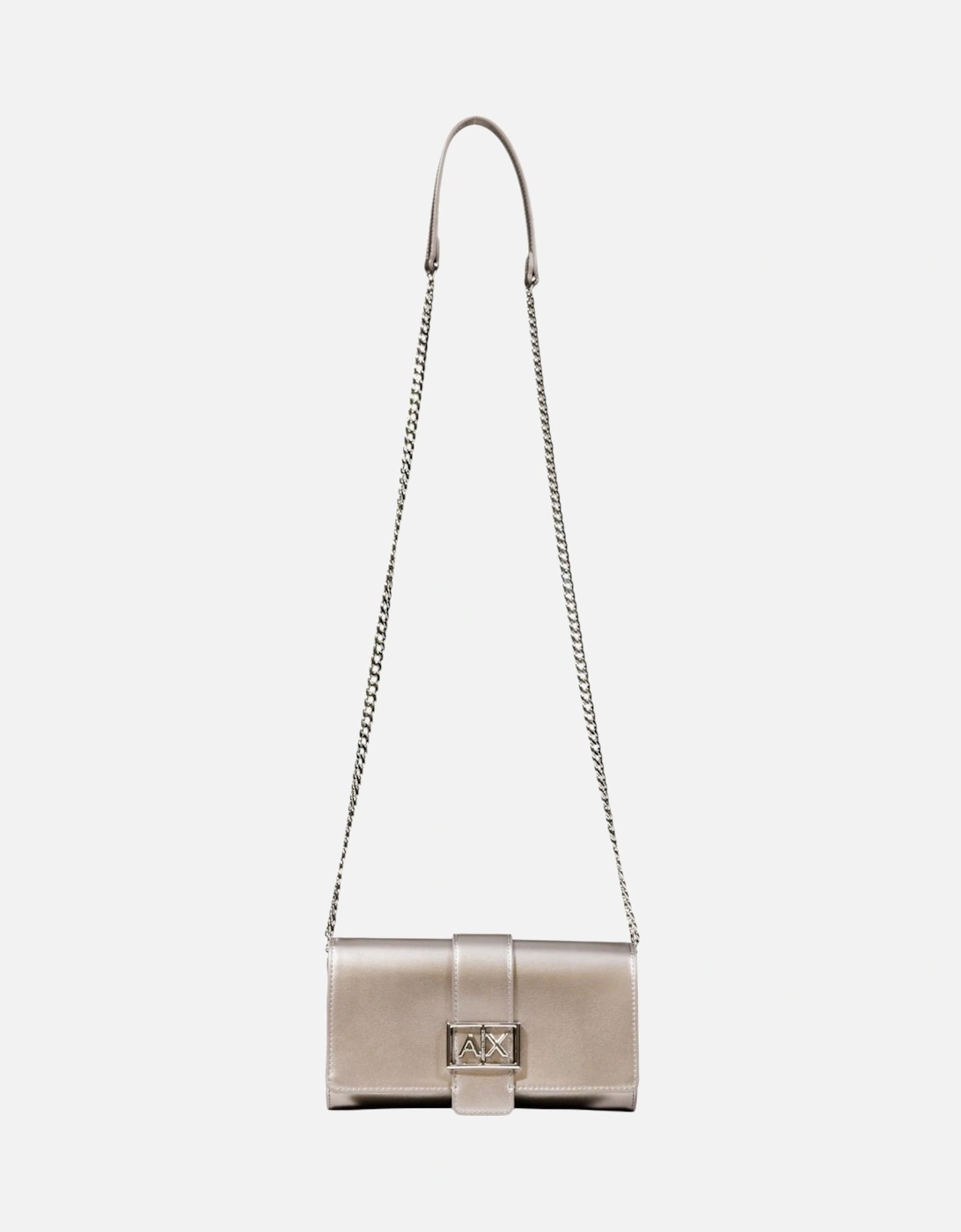 Automatic Button Shoulder Bag with Inside Pocket Women - Silver, 4 of 3