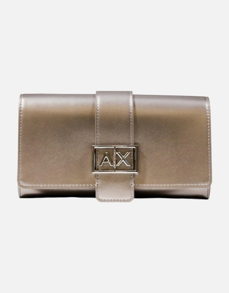 Automatic Button Shoulder Bag with Inside Pocket Women - Silver