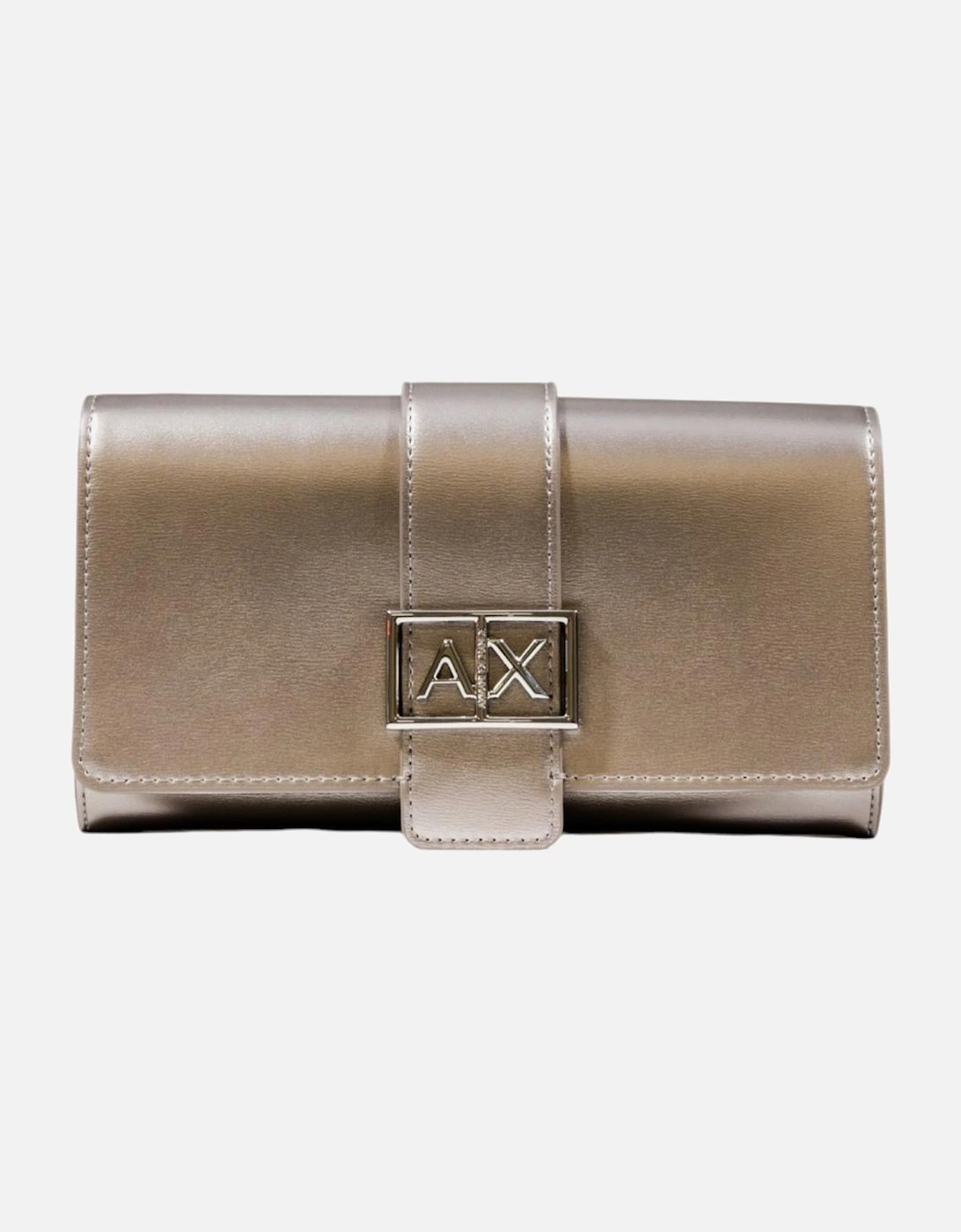 Automatic Button Shoulder Bag with Inside Pocket Women - Silver