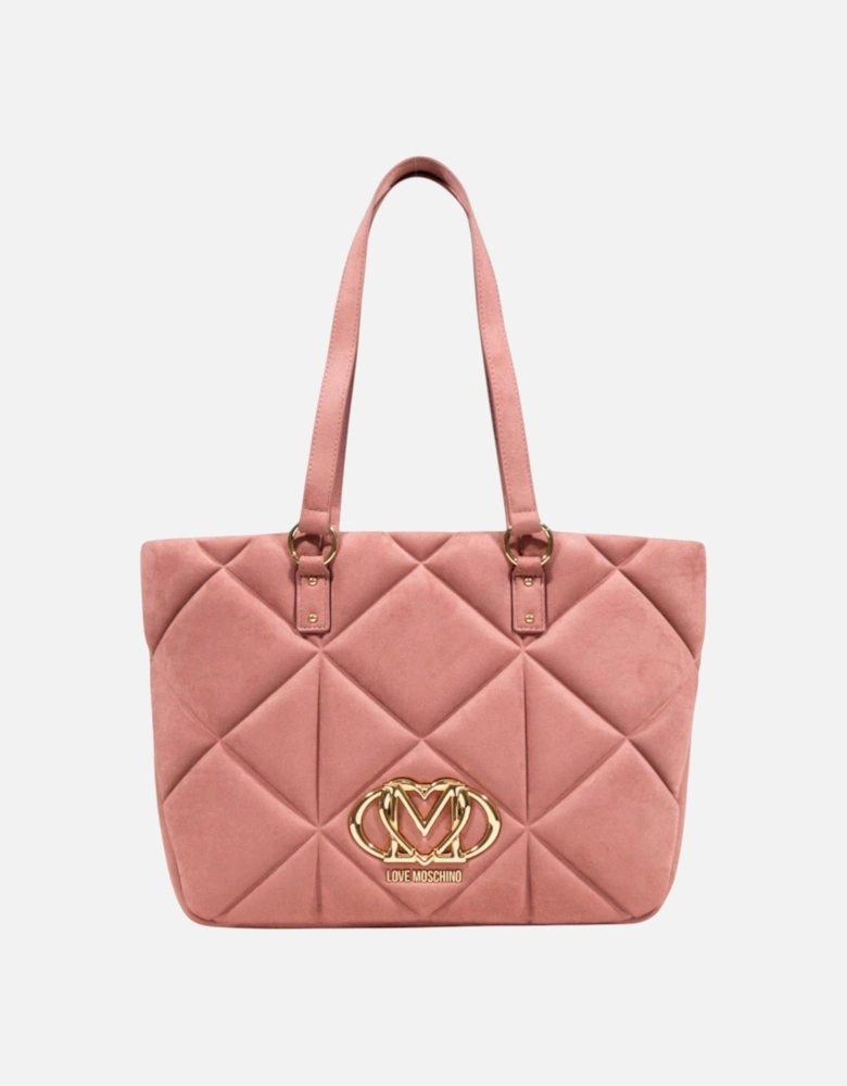 Suede Handbag with Zip and Inside Pocket Women - Pink Bags