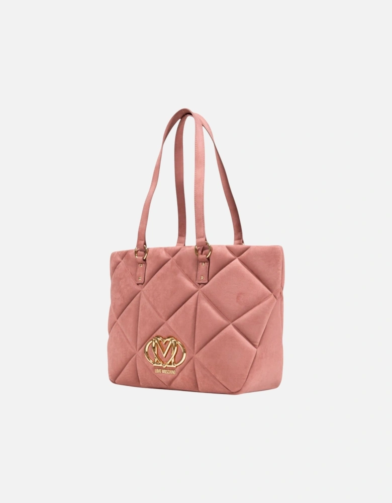 Suede Handbag with Zip and Inside Pocket Women - Pink Bags