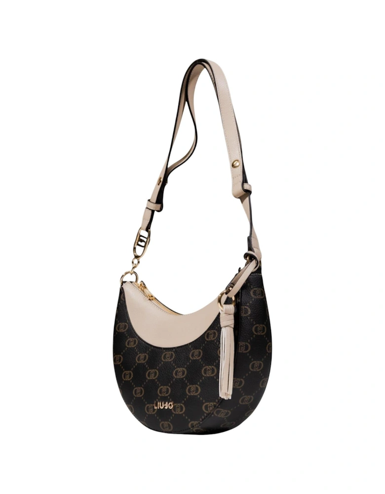 Zip Fastening Shoulder Bag with Inside Pocket Women - Brown