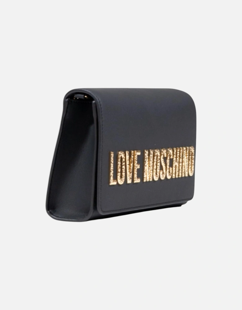 Automatic Button Shoulder Bag with Inside Pocket Women - Black