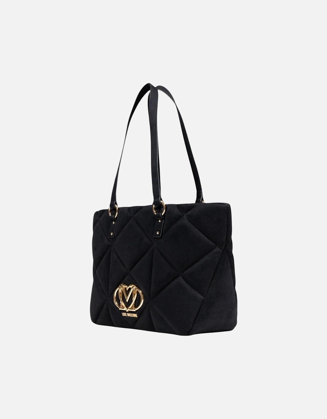 Suede Handbag with Zip Fastening and Inside Pocket Women - Black Bags