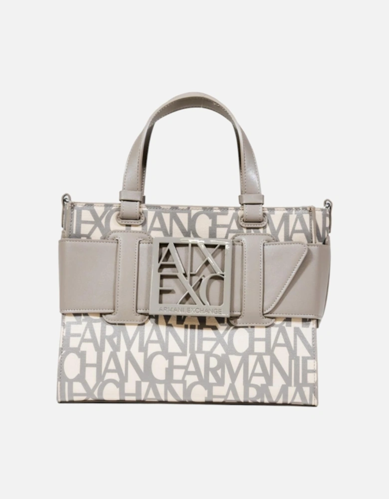 Printed Handbag with Shoulder Strap and Zip Fastening Women - Grey