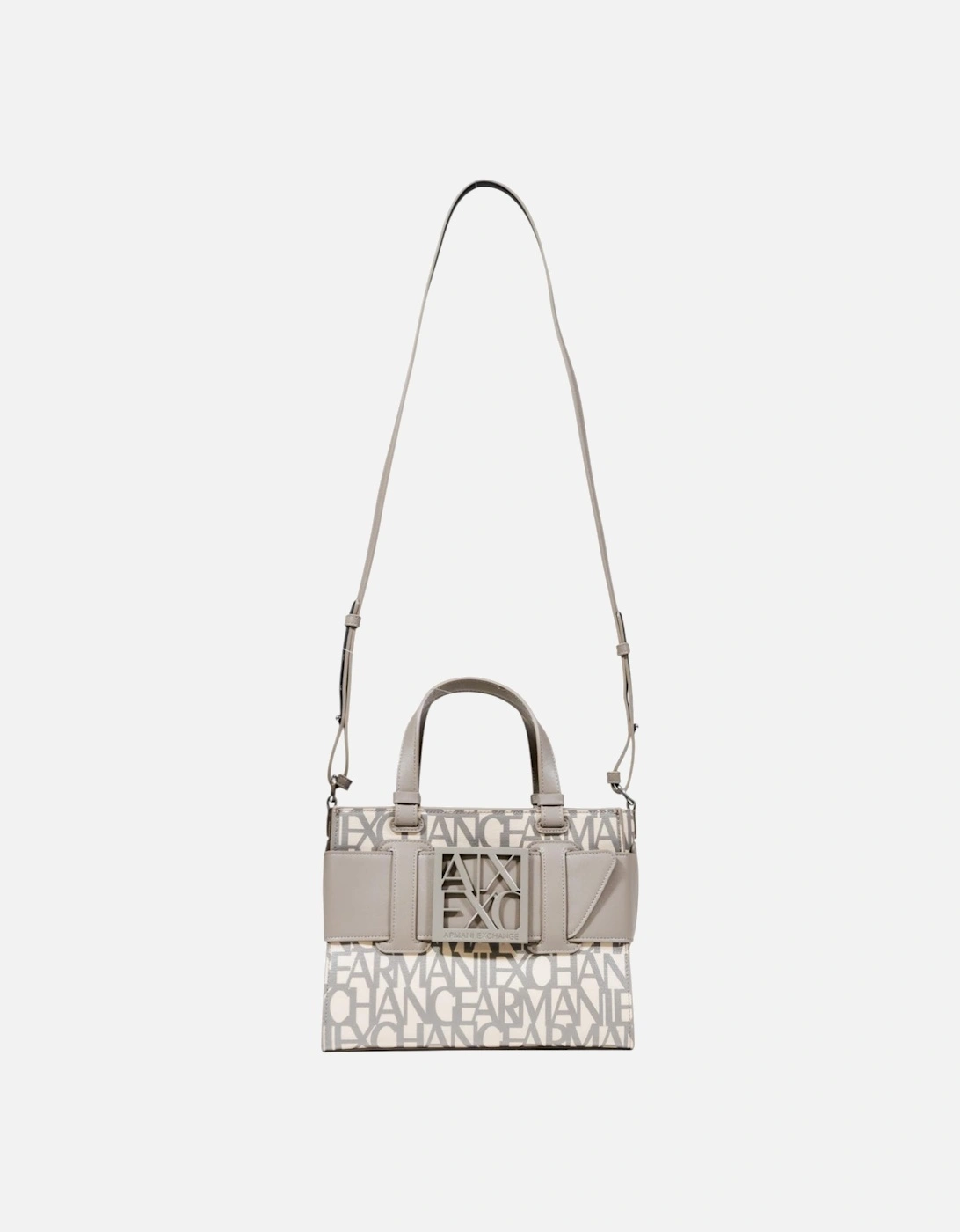 Printed Handbag with Shoulder Strap and Zip Fastening Women - Grey