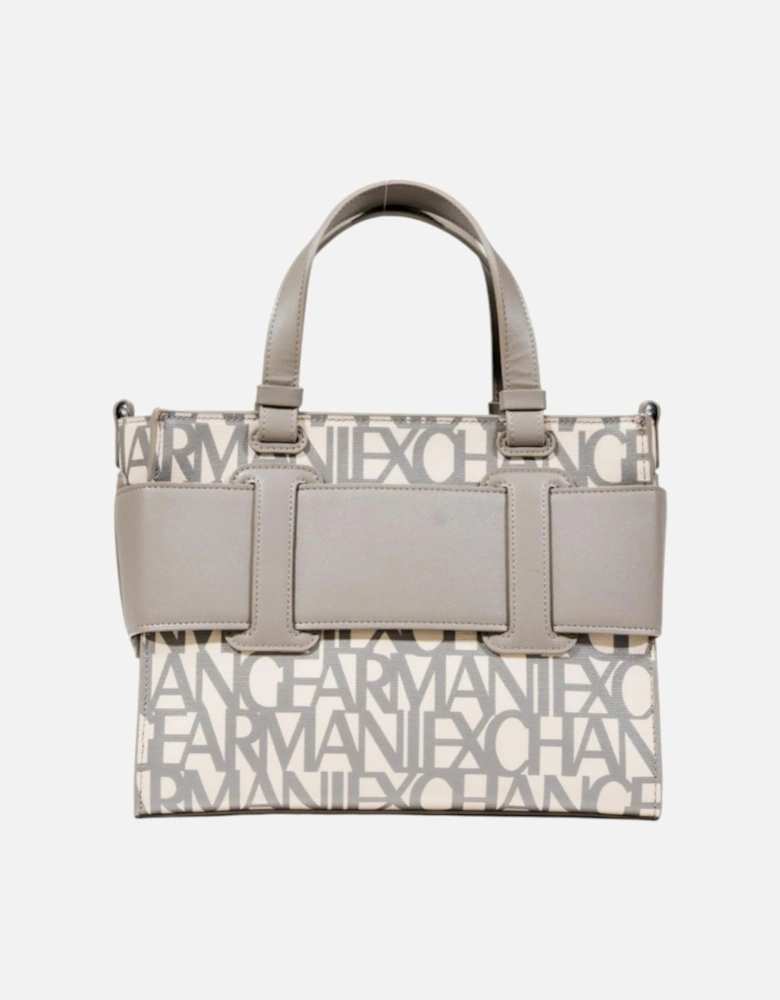 Printed Handbag with Shoulder Strap and Zip Fastening Women - Grey