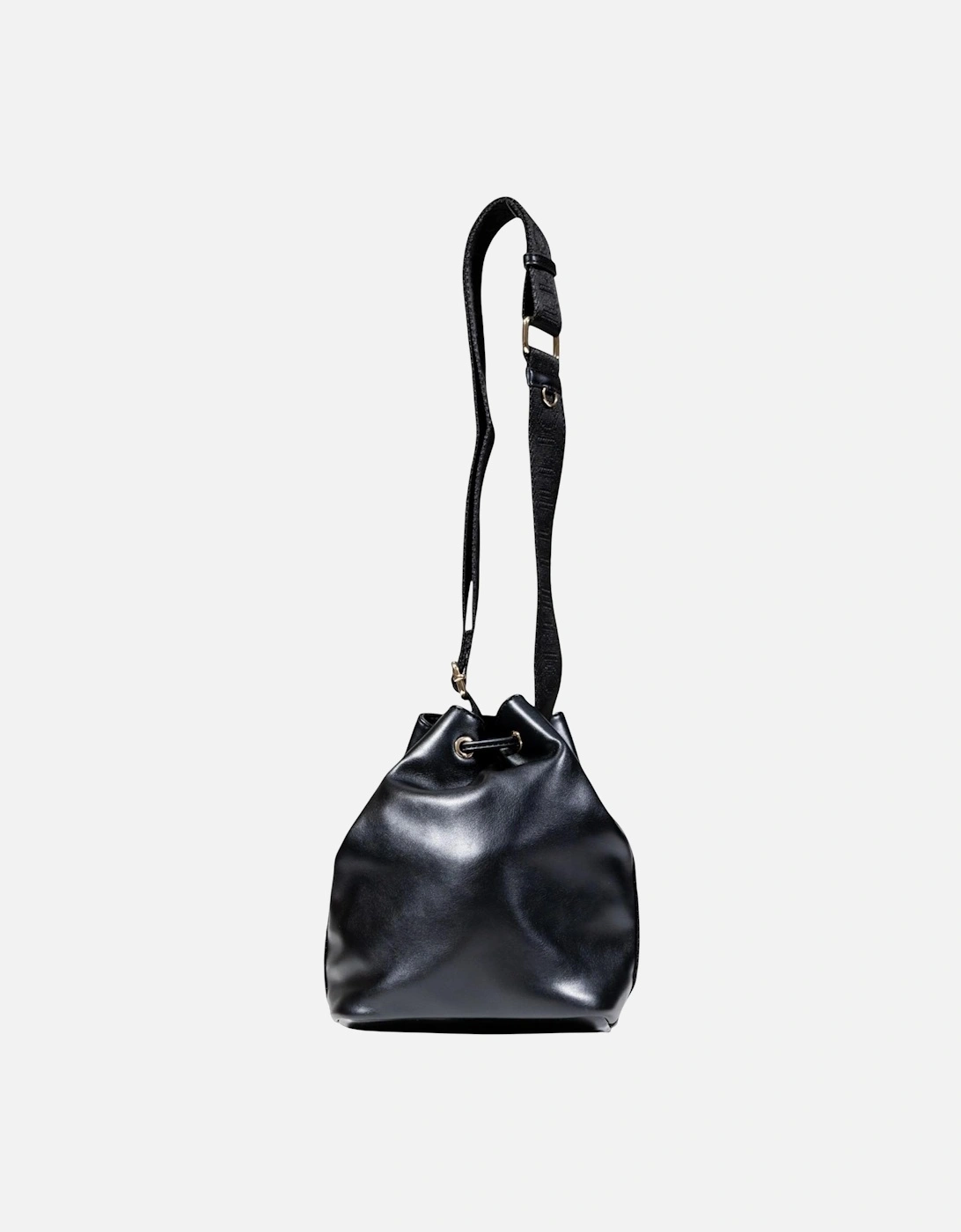 Faux Leather Shoulder Bag with Lace Fastening Women - Black