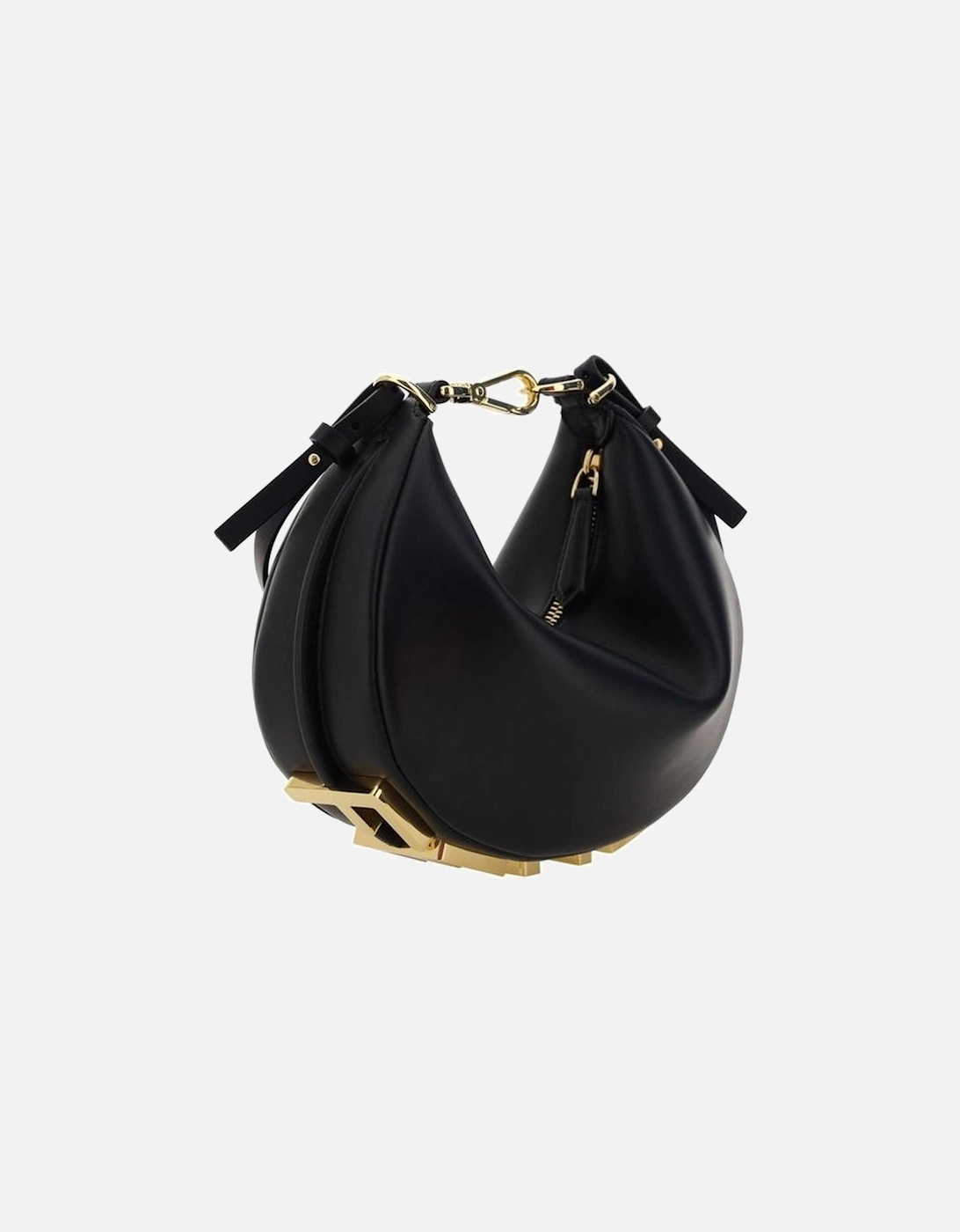 Calfskin Mini Handbag with Top Zipper and Logo Women - Black