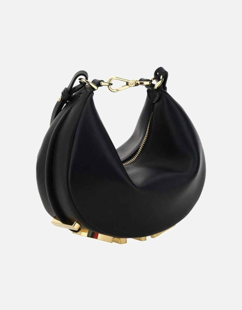 Calfskin Mini Handbag with Top Zipper and Logo Women - Black