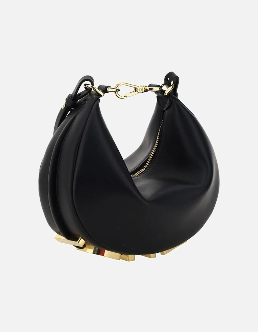Calfskin Mini Handbag with Top Zipper and Logo Women - Black