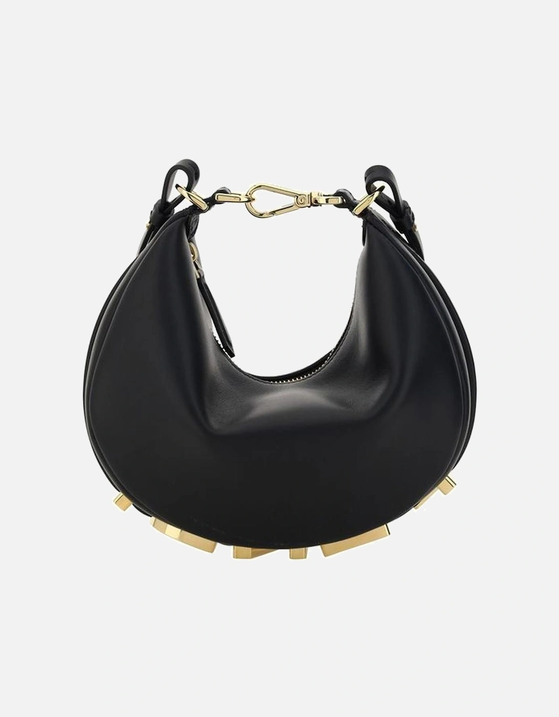 Calfskin Mini Handbag with Top Zipper and Logo Women - Black, 6 of 5