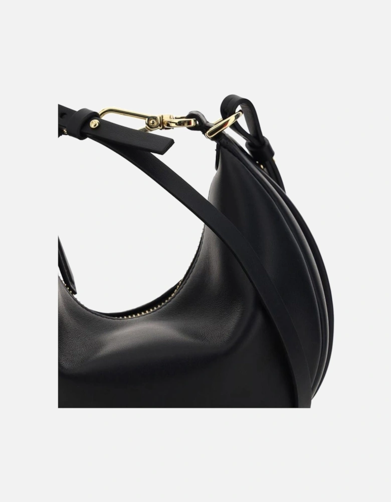 Calfskin Mini Handbag with Top Zipper and Logo Women - Black