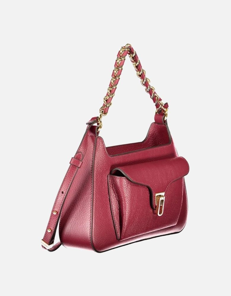 Leather Biker Jacket with Zipper Details Women - Purple Handbags