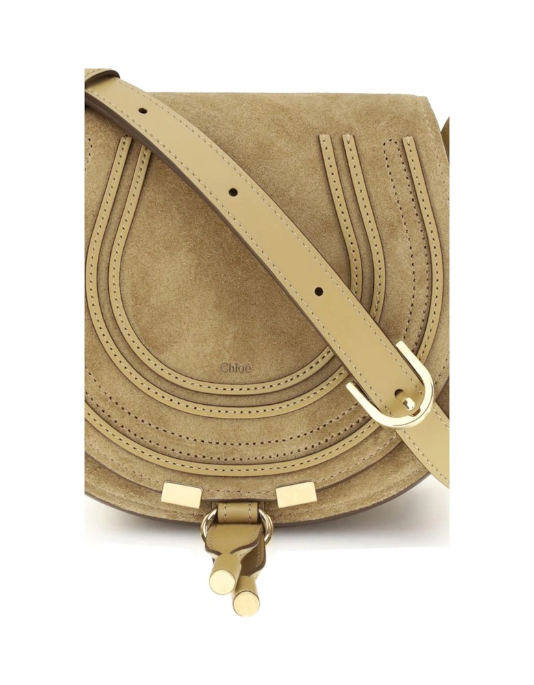 Suede Leather Saddle Bag Women - Beige Shoulder Bags