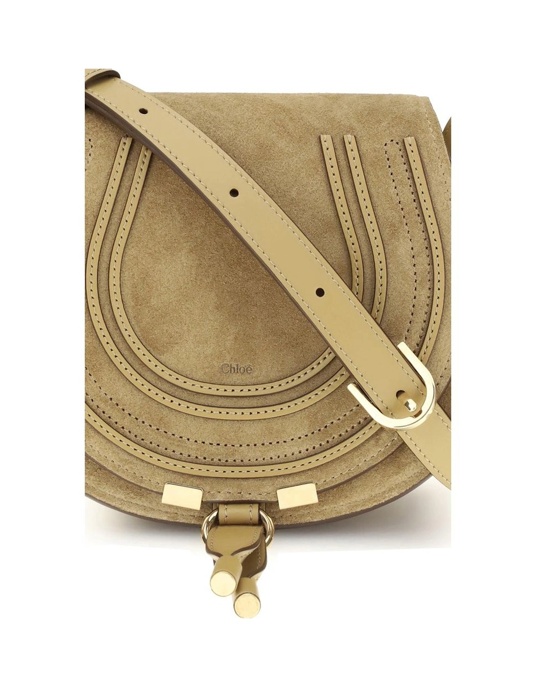 Suede Leather Saddle Bag Women - Beige Shoulder Bags