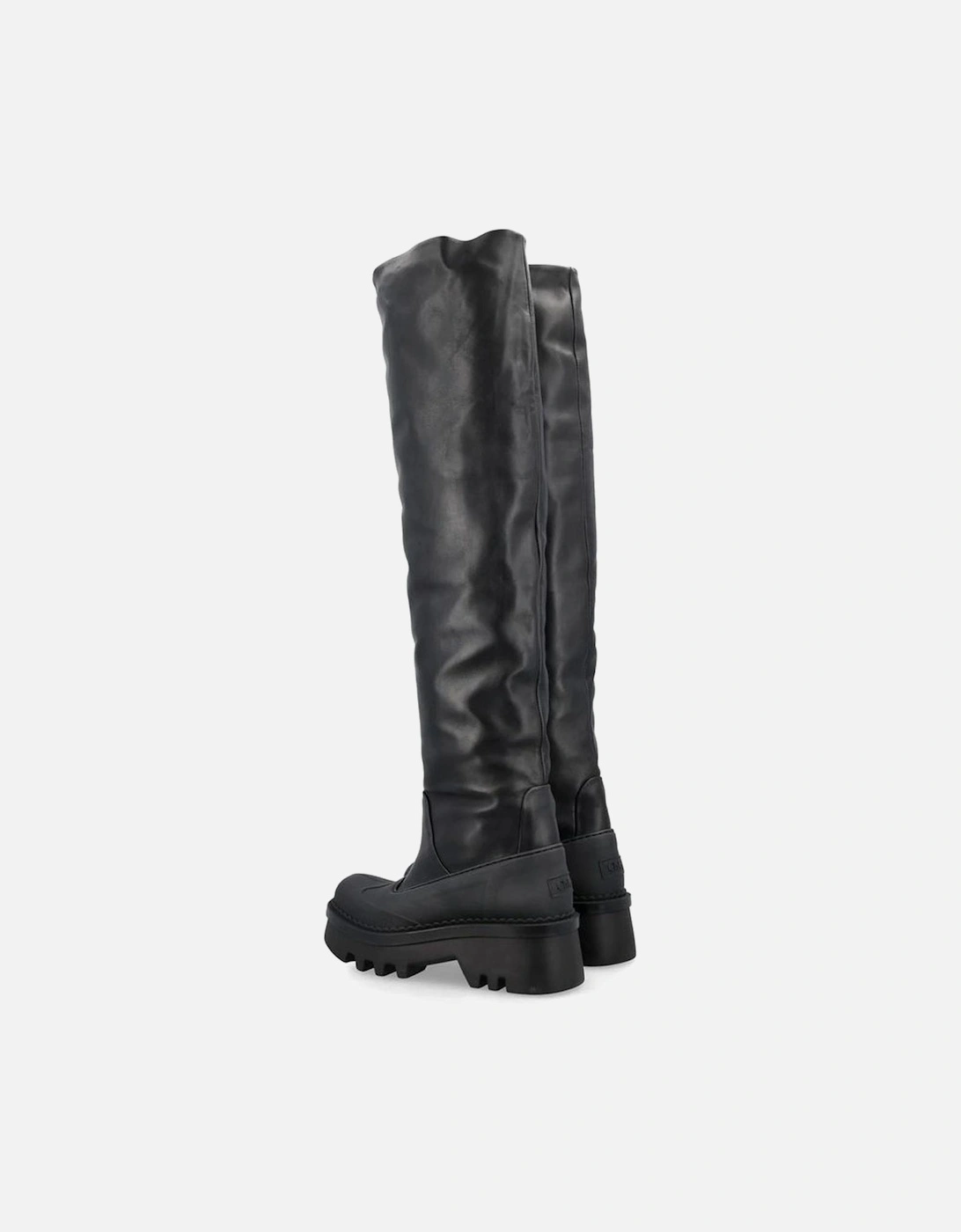 Leather High-Top Sneakers with Lace-Up Closure Women - Black Boots