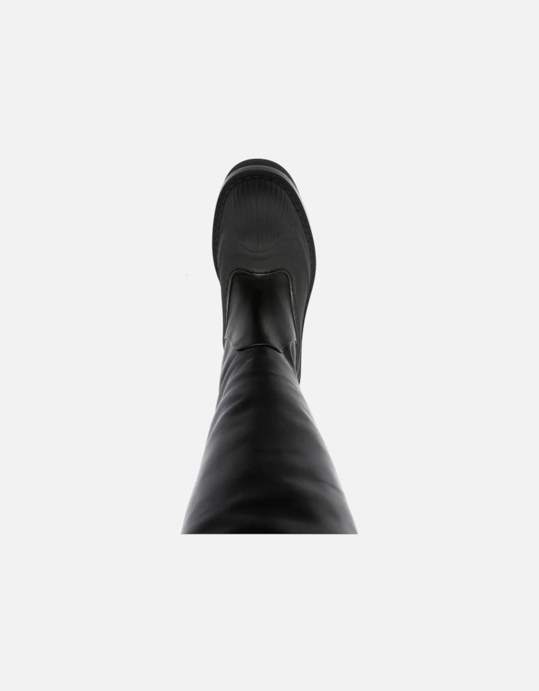 Leather High-Top Sneakers with Lace-Up Closure Women - Black Boots