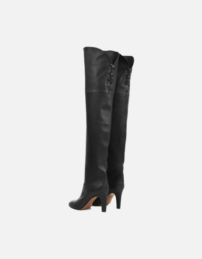 Leather Slip-On Platform Loafers Women - Black Boots