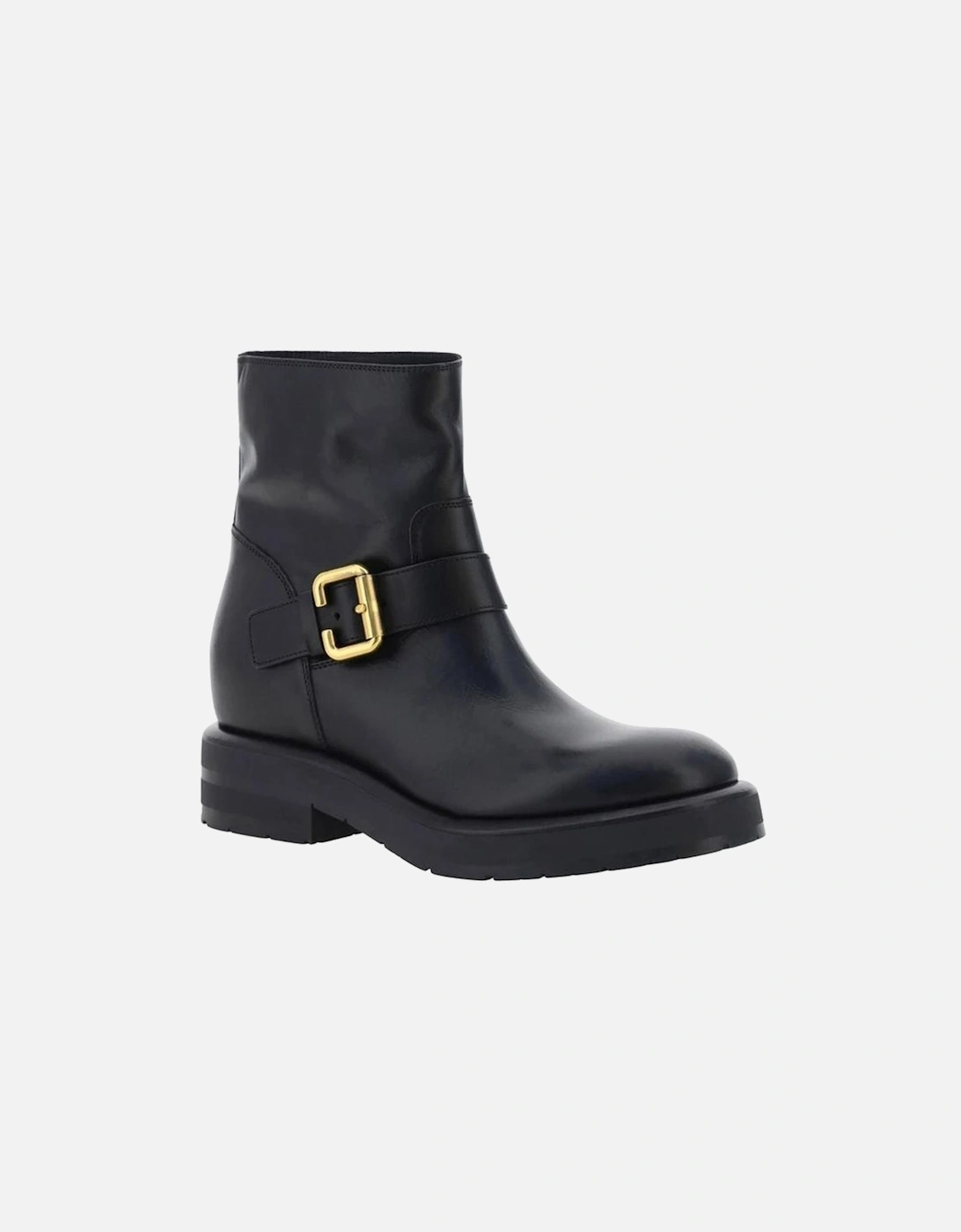 Leather High-Top Sneakers with Embossed Logo Women - Black Boots