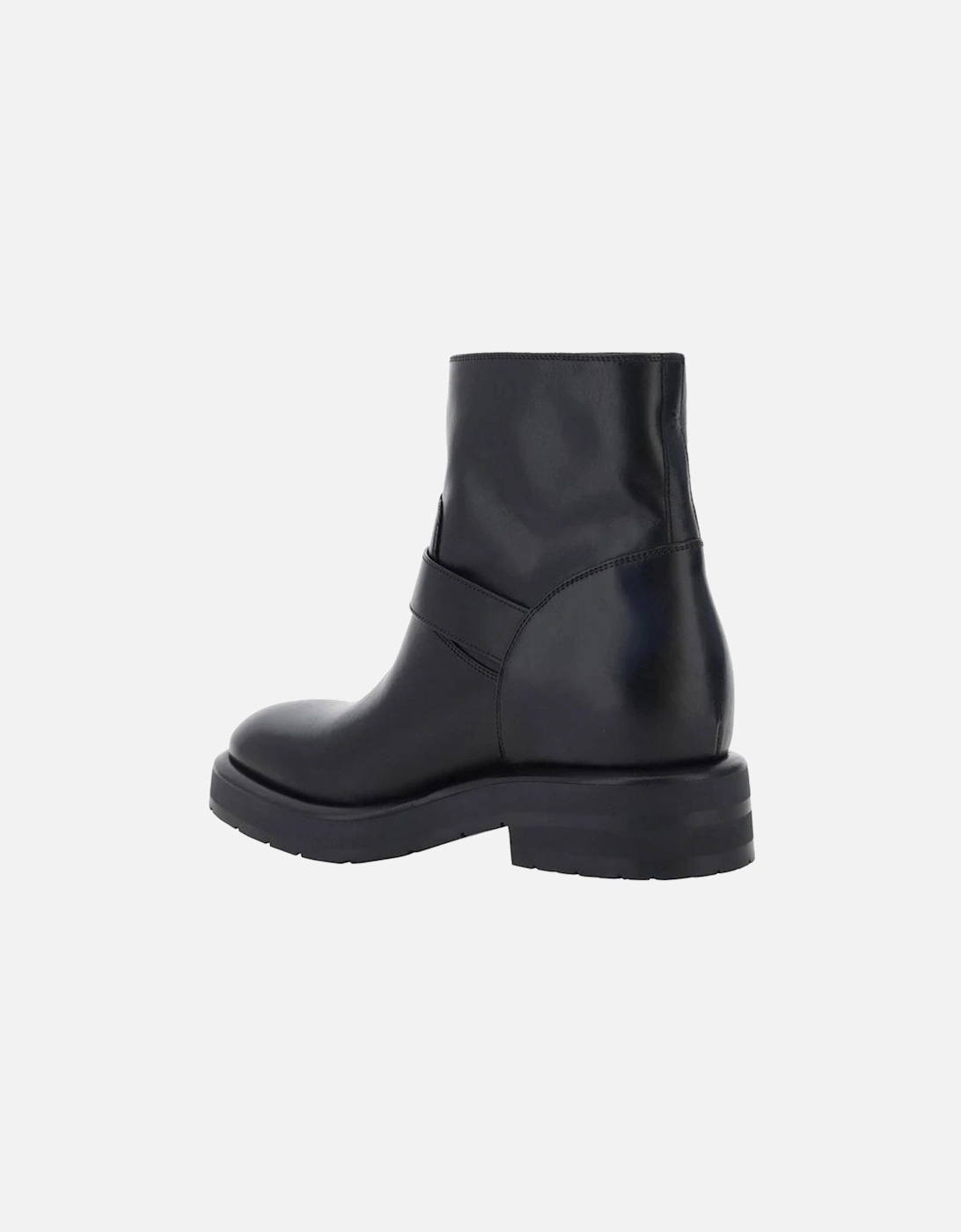 Leather High-Top Sneakers with Embossed Logo Women - Black Boots