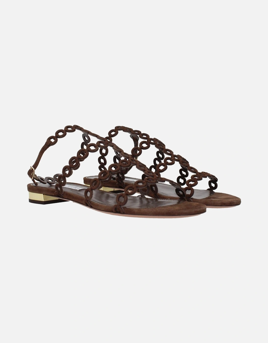Leather Ankle Boots with Block Heel Women - Brown Sandals