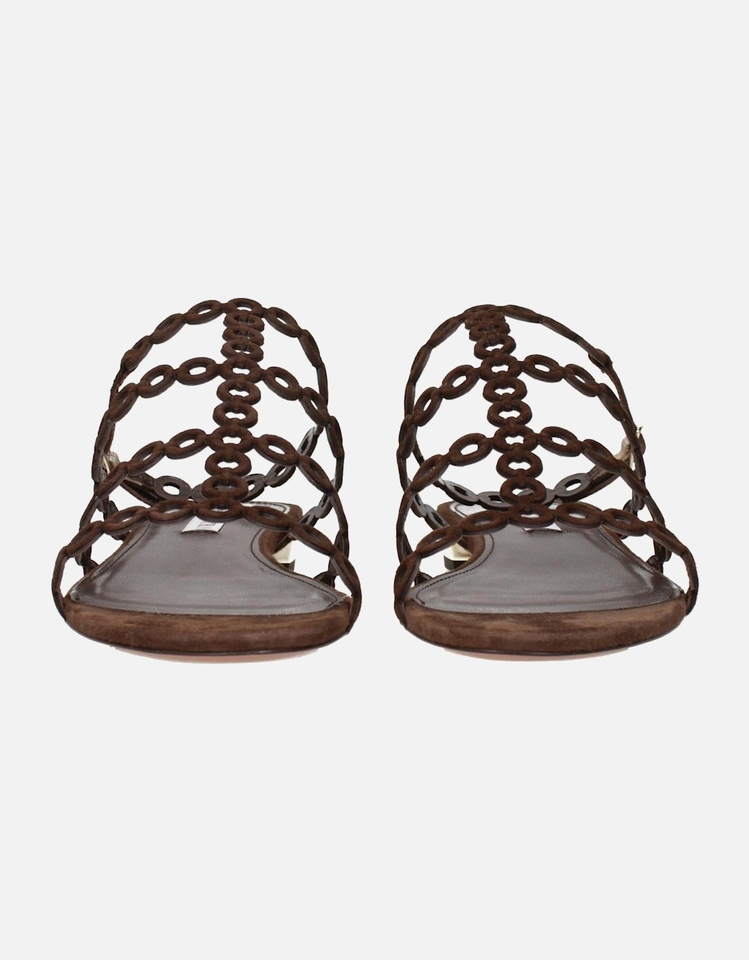 Leather Ankle Boots with Block Heel Women - Brown Sandals