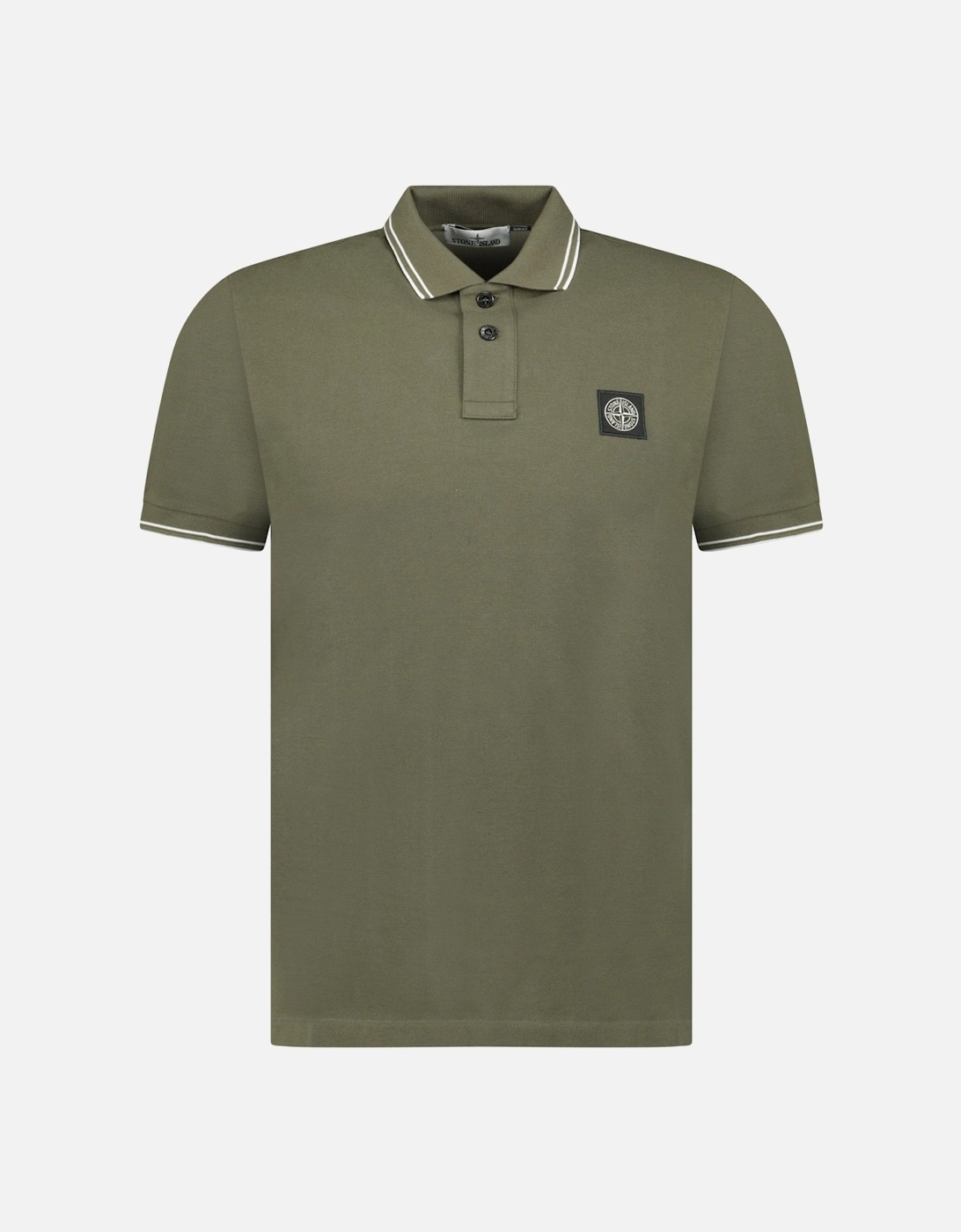 Stripe Collar Polo T-Shirt Slim Fit Military Green, 3 of 2