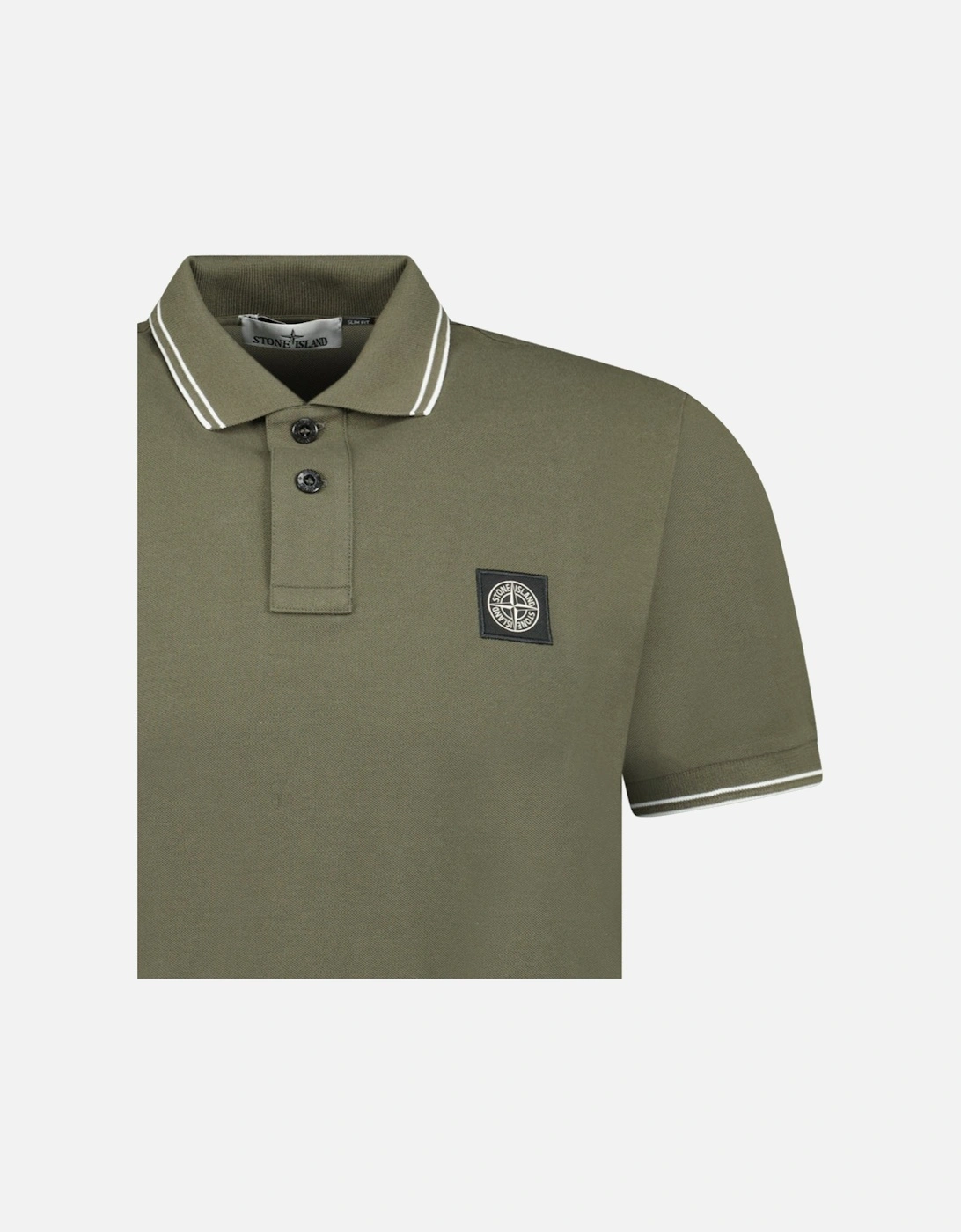 Stripe Collar Polo T-Shirt Slim Fit Military Green