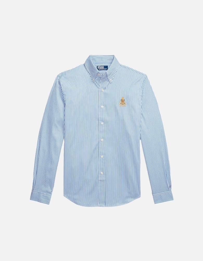 Poplin Stripe Classic Fit Crest Shirt 001 Blue