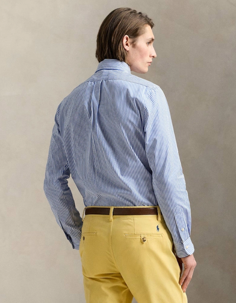 Poplin Stripe Classic Fit Crest Shirt 001 Blue