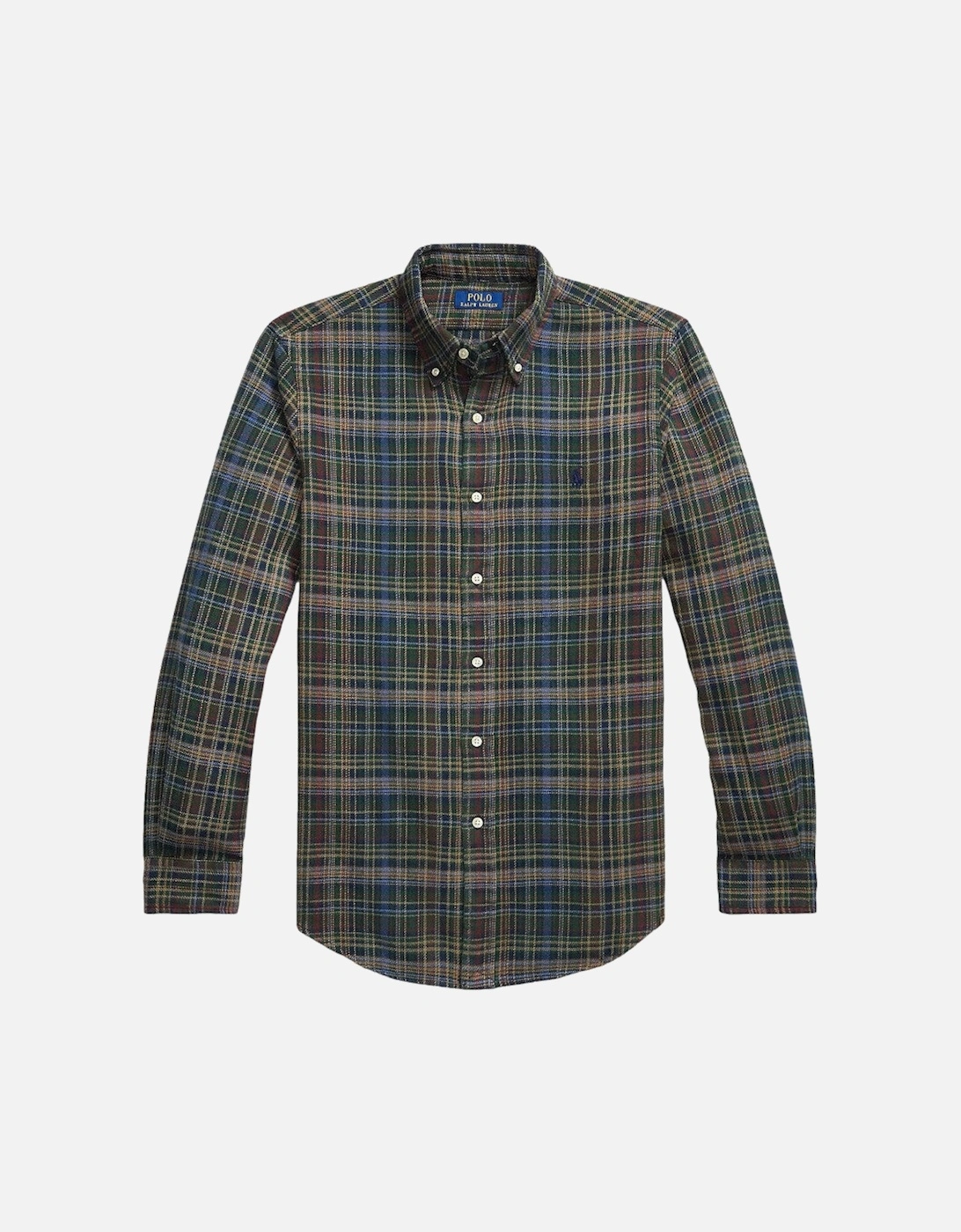 Men's Polo Ralph Lauren LS Brushed Flannel Shirt 003 Pine Navy Multi - Size: 44/Regular