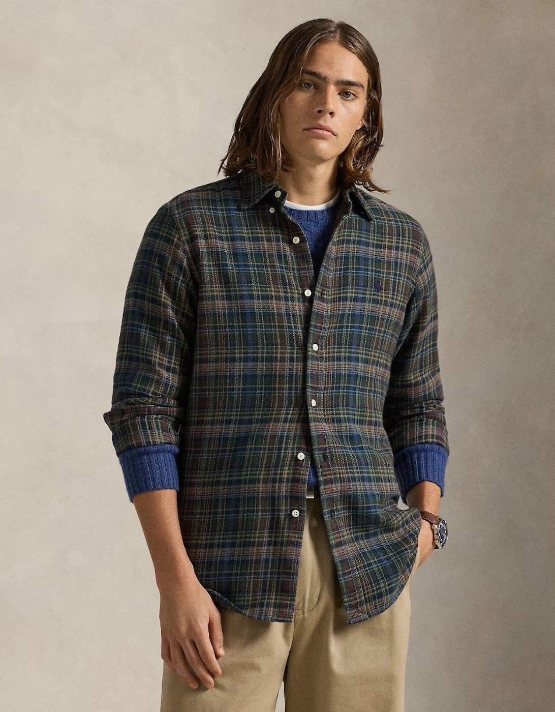 LS Brushed Flannel Shirt 003 Pine Navy Multi