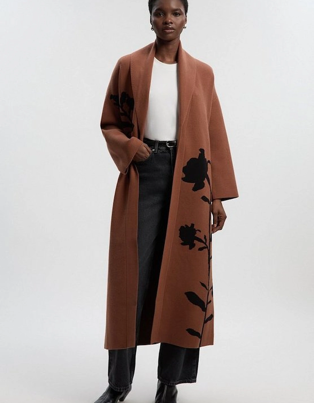 Jacquard Floral Knitted Coatigan, 2 of 1