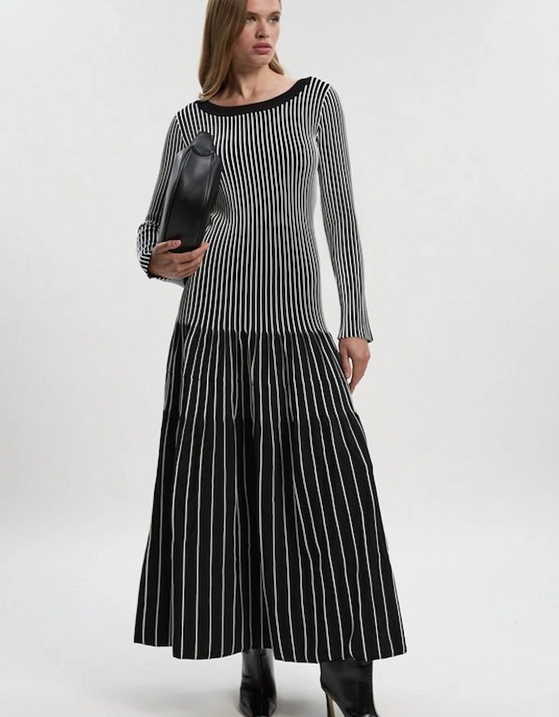 Viscose Blend Striped Knitted Maxi Dress, 4 of 3