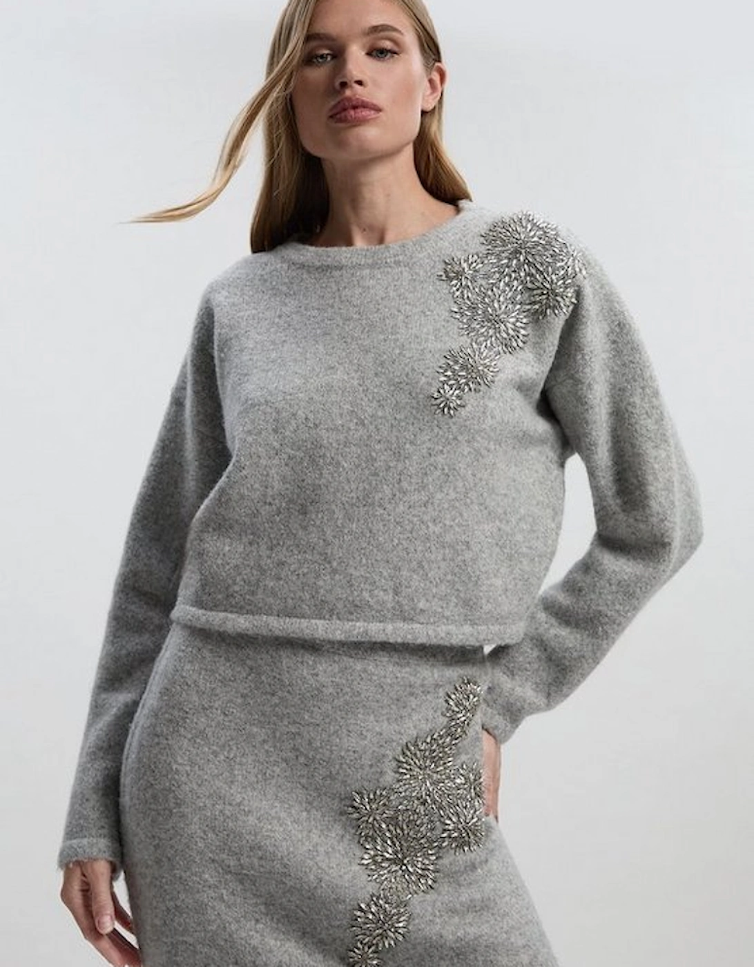 Wool Blend Embellished Cosy Crew Neck Knit Jumper, 2 of 1