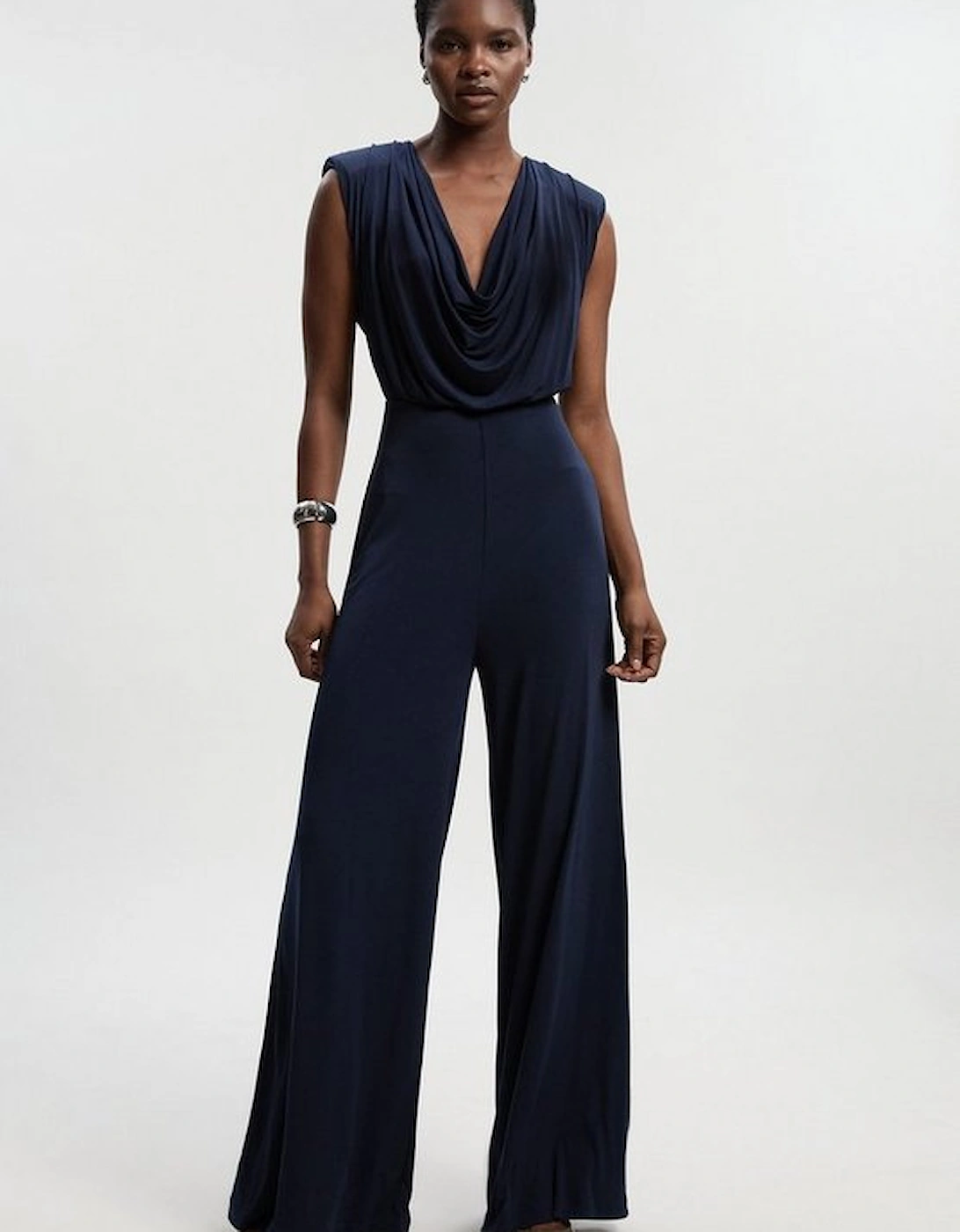 Jersey Crepe Cowl Neck Wide Leg Jumpsuit, 2 of 1