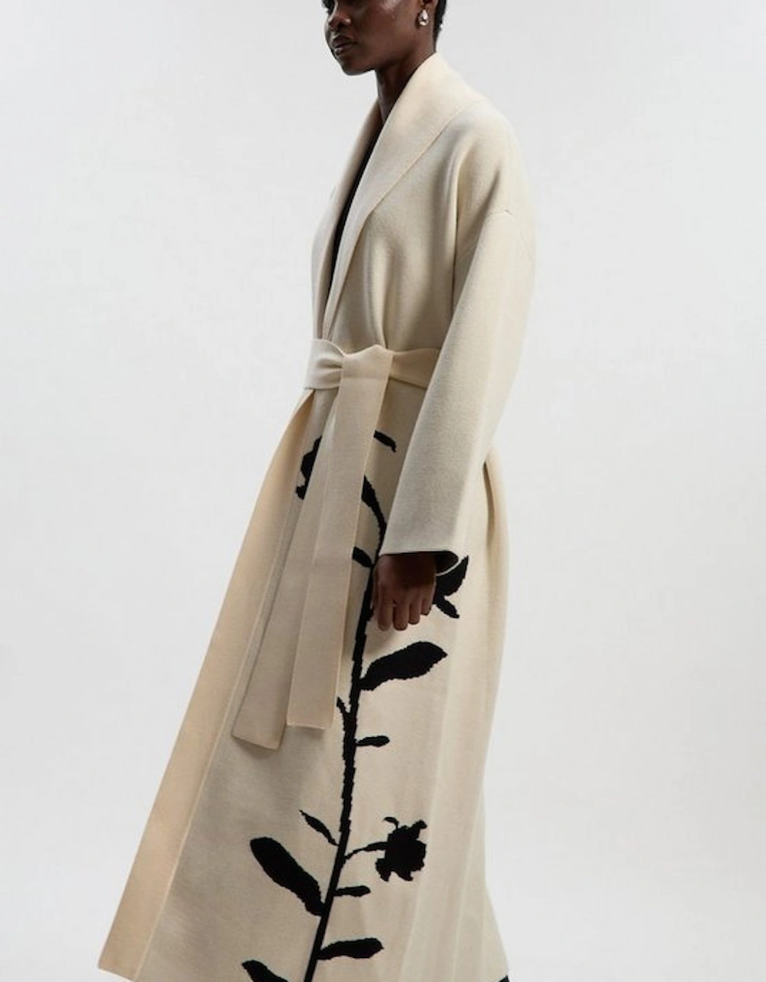 Petite Jacquard Floral Knitted Coatigan, 2 of 1