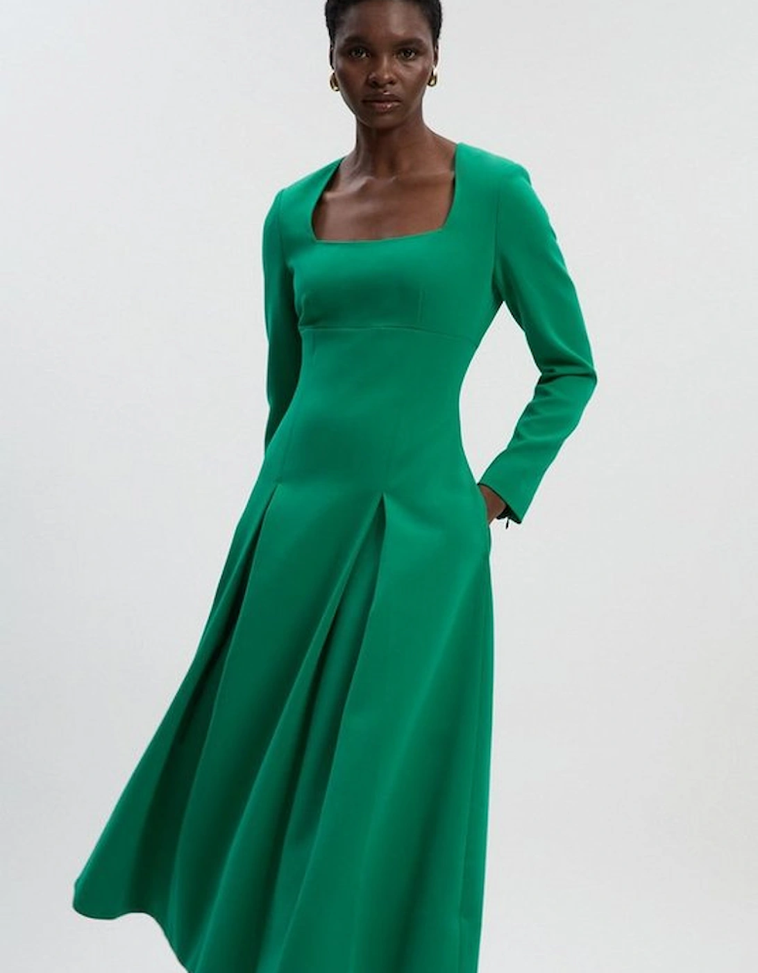 Compact Stretch Sweetheart Neckline Midi Dress, 2 of 1
