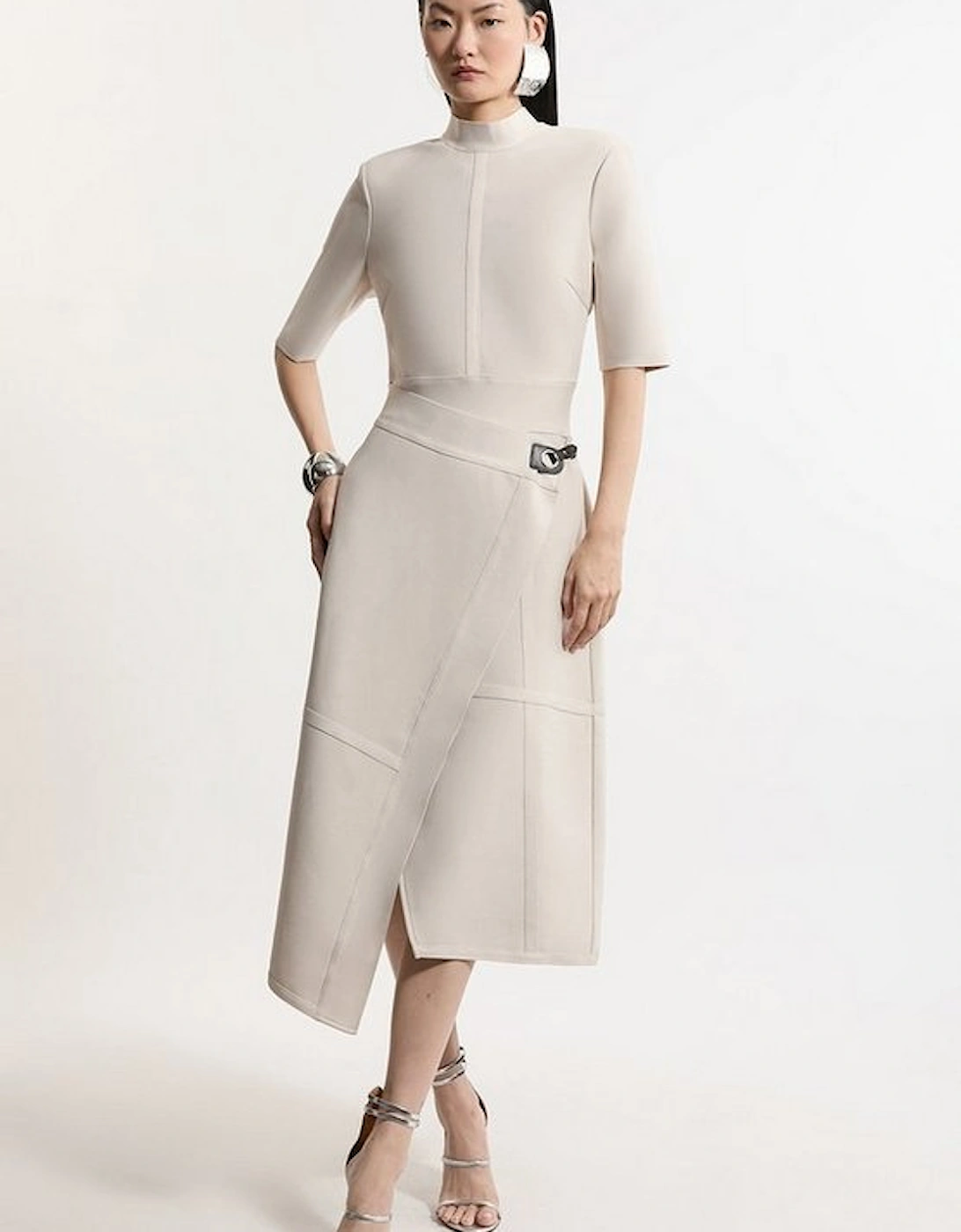 Tall Figure Form Bandage Asymmetric Knit Midi Dress, 2 of 1
