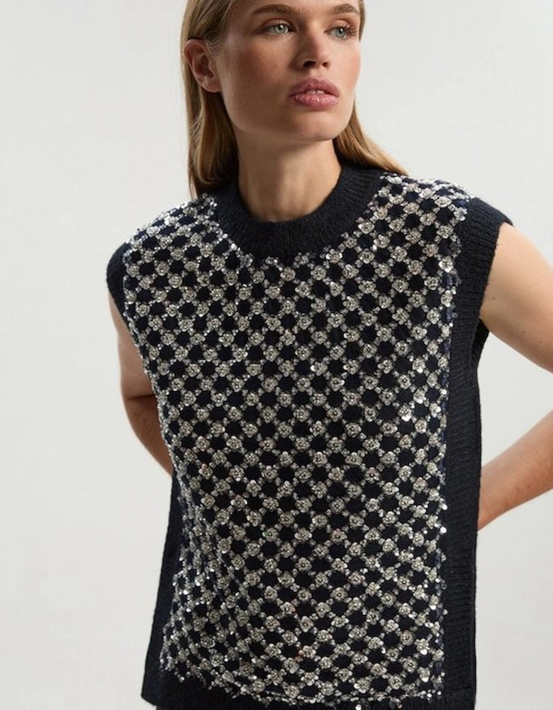 Embellished Cosy Knit Tank Top