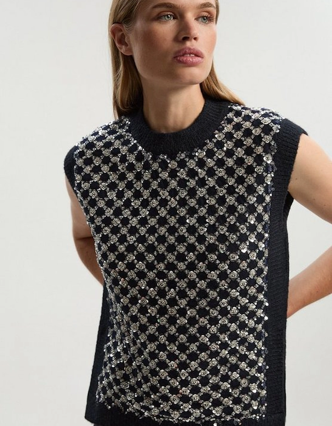 Embellished Cosy Knit Tank Top, 2 of 1