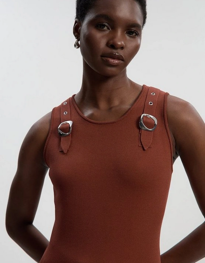 Buckle Trim Knitted Top