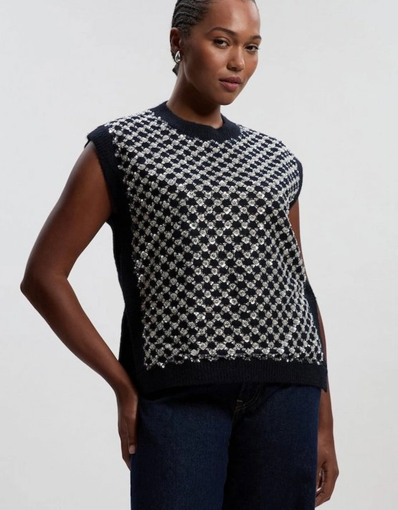 Plus Size Embellished Cosy Knit Tank Top