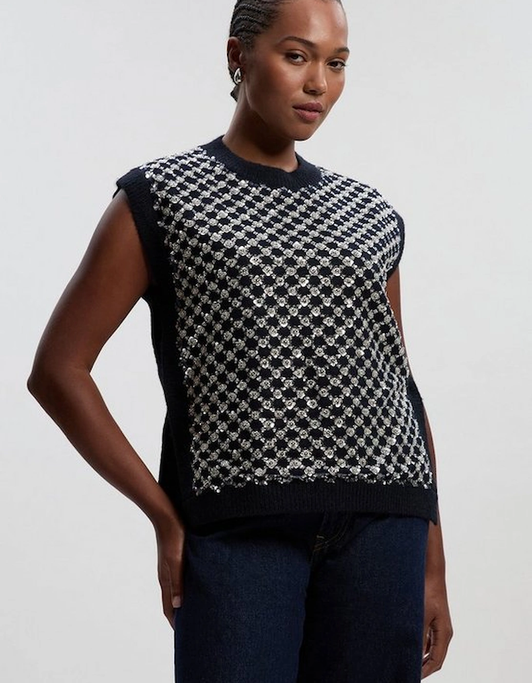 Plus Size Embellished Cosy Knit Tank Top, 2 of 1